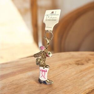 Pink and Gold Boot Keychain